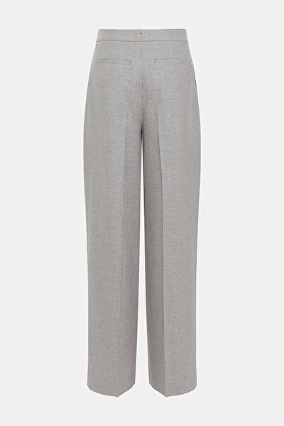 WHITE CHECK WIDE LEG TROUSERS 5