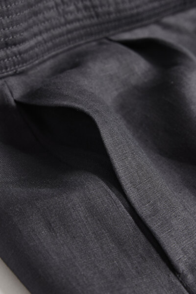 BLACK LINEN SHORTS 4