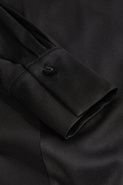 BLACK LONG SLEEVE MIDI DRESS 5