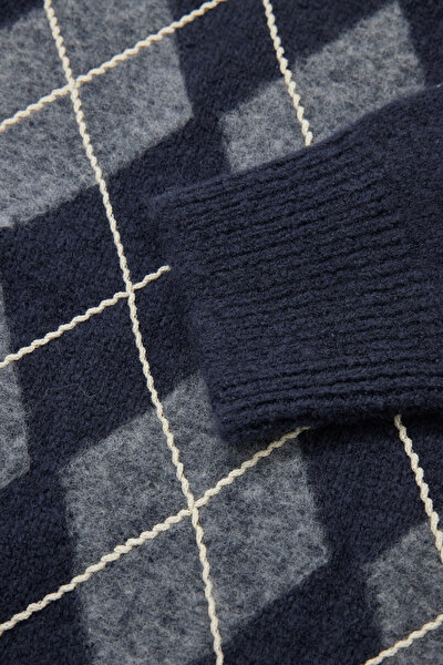 NAVY BLUE BASIC / ROUND NECKLINE TRICOT JERSEY 4