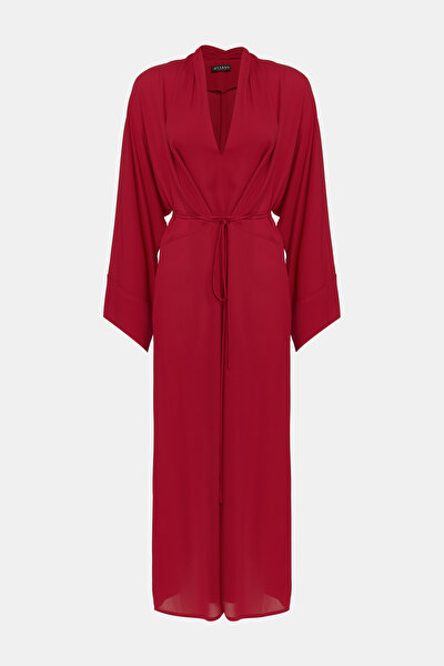 RED LONG SLEEVE MIDI DRESS 5