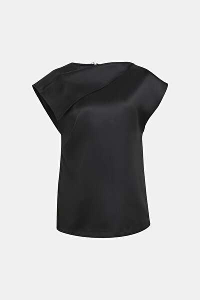BLACK ASYMMETRIC OFF THE SHOULDER BLOUSE 4