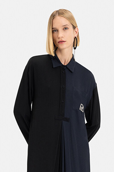 BLACK LONG SLEEVE MIDI DRESS 3
