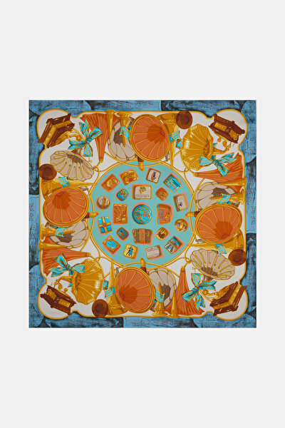 YEŞİL OBJE DESENLİ TWILL EŞARP 3