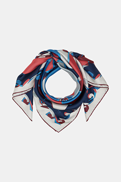KIRMIZI ÇİÇEK DESENLİ TWILL EŞARP 4