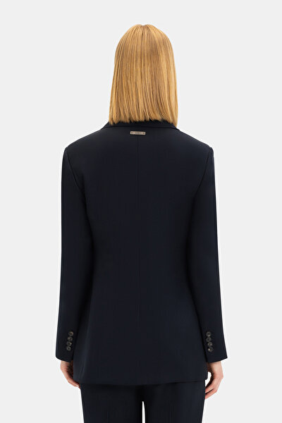 NAVY BLUE SURPLICE NECKLINE (CROSS-OVER NECKLINE) JACKET 4
