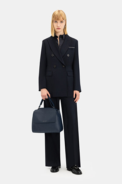 NAVY BLUE SURPLICE NECKLINE (CROSS-OVER NECKLINE) JACKET 5