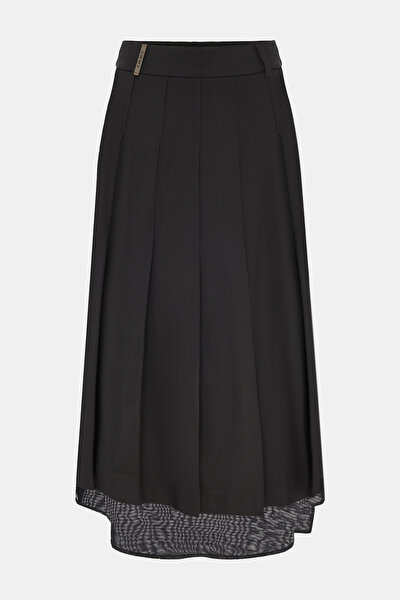 BLACK VISCOSE/WOOL MIDI SKIRT 5