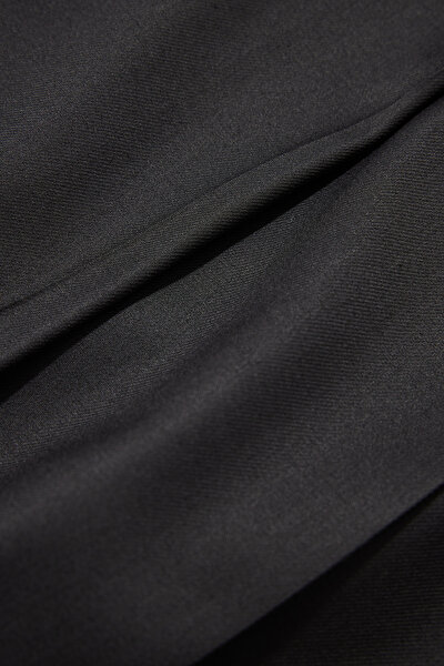 BLACK VISCOSE/WOOL MIDI SKIRT 8