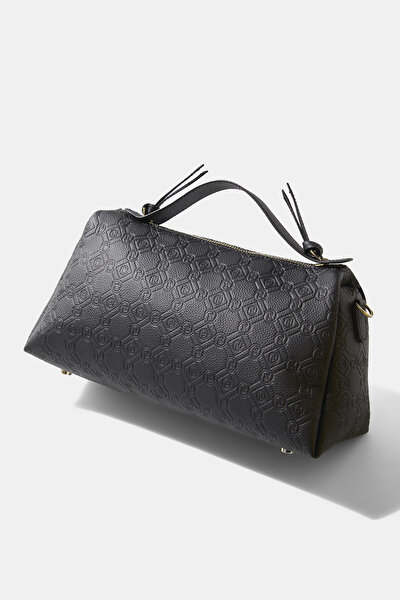 BLACK MONOGRAM LEATHER BAG 5