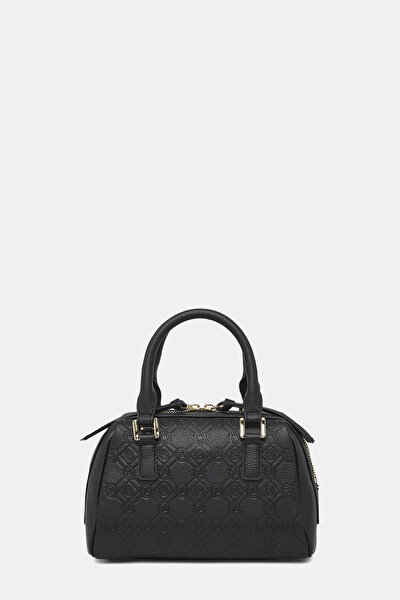 BLACK MONOGRAM LEATHER BAG 4