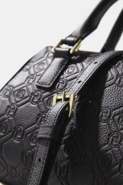 BLACK MONOGRAM LEATHER BAG 5