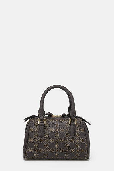 BEIGE MONOGRAM LEATHER BAG 4