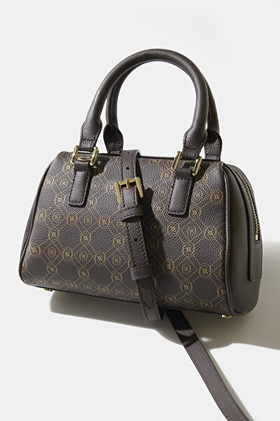 BEIGE MONOGRAM LEATHER BAG 5
