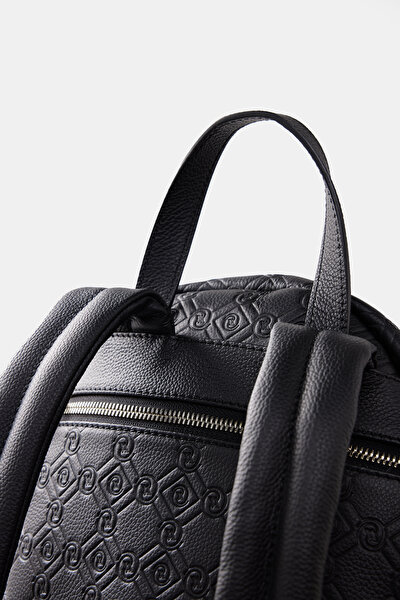 BLACK MONOGRAM LEATHER BAG 4
