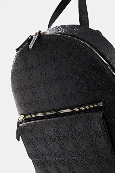 BLACK MONOGRAM LEATHER BAG 5