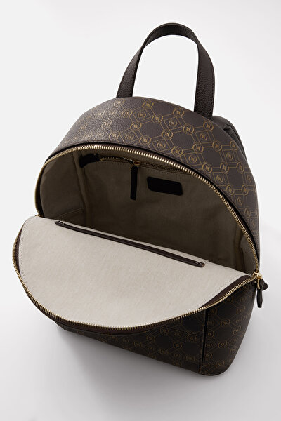 BEIGE MONOGRAM LEATHER BAG 4