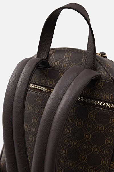 BEIGE MONOGRAM LEATHER BAG 5