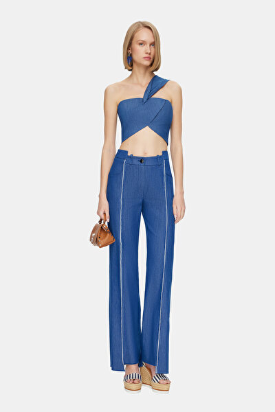NAVY BLUE ONE SHOULDER BLOUSE 3