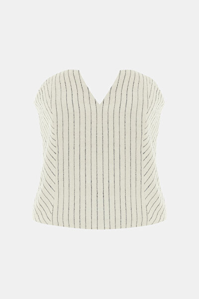 NATURAL STRAPLESS SLEEVELESS BLOUSE 4