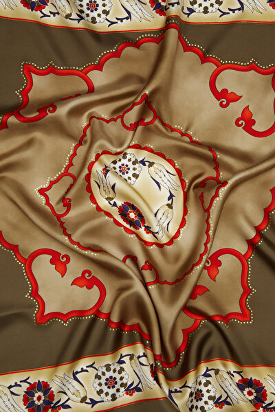 BEJ ÇİÇEK DESENLİ TWILL EŞARP 3
