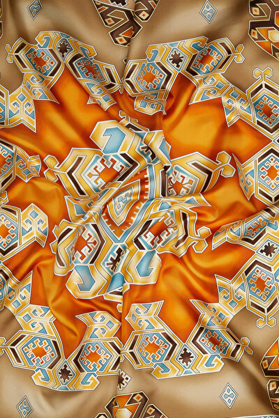 EKRU ETNİK DESENLİ TWILL EŞARP 3