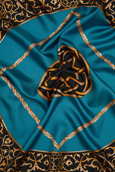 OIL GREEN ETHNIC DESIGN TWILL SCARF 3