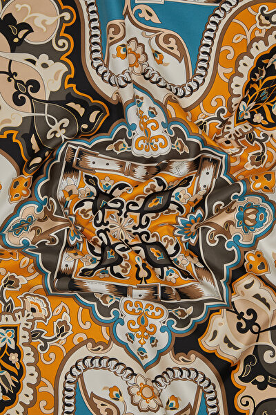 OIL GREEN ETHNIC DESIGN TWILL SCARF 3