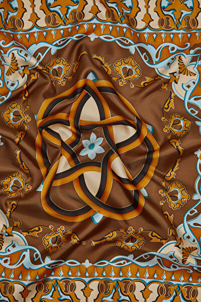 BROWN ETHNIC DESIGN TWILL SCARF 3