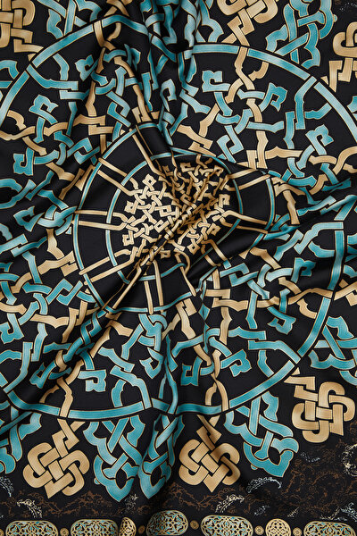 KAHVE GEOMETRİK DESENLİ TWILL EŞARP 3