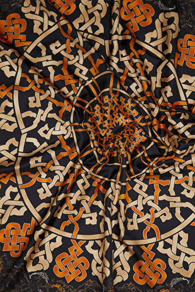 PETROL GEOMETRİK DESENLİ TWILL EŞARP 3