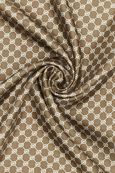 AÇIK KAHVE MONOGRAM TWILL EŞARP 3
