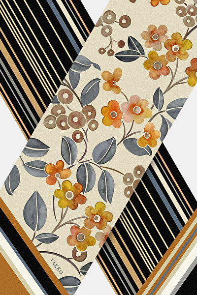 CAMEL ÇİÇEK DESENLİ TWILL FULAR 3