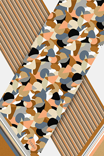 GREY GEOMETRIC DESIGN TWILL FOULARD 3