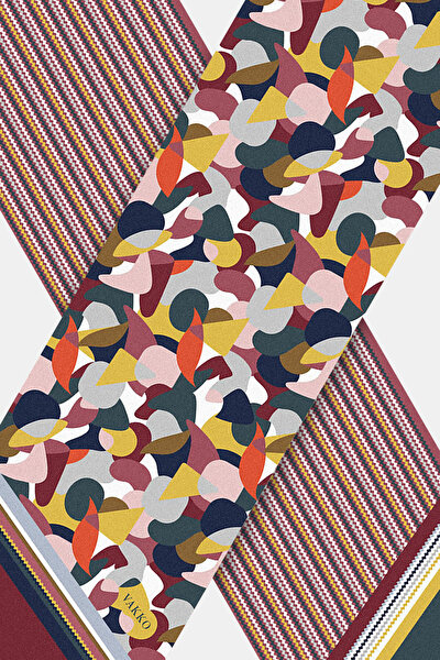 NAVY BLUE GEOMETRIC DESIGN TWILL FOULARD 3