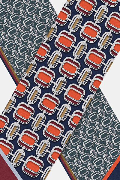LACİVERT GEOMETRİK DESENLİ TWILL FULAR 3