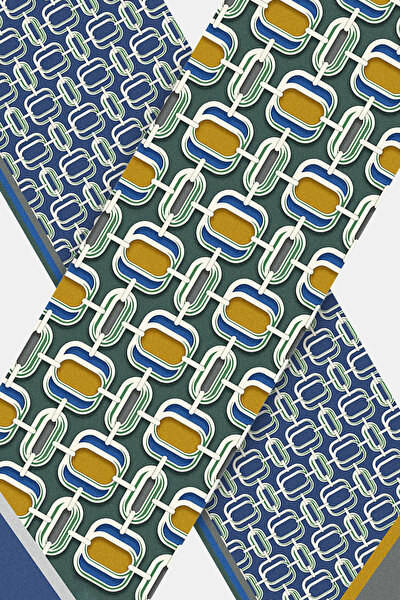 ZÜMRÜT YEŞİLİ GEOMETRİK DESENLİ TWILL FULAR 3