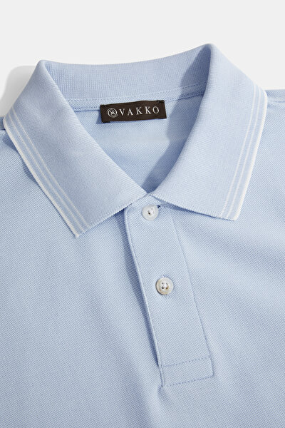 AÇIK MAVİ POLO YAKA KISA KOLLU T-SHIRT 3