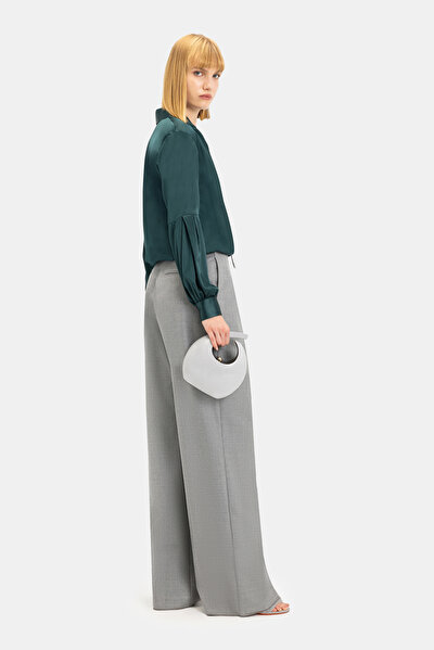 DARK GREEN WRAP LONG SLEEVE BLOUSE 4