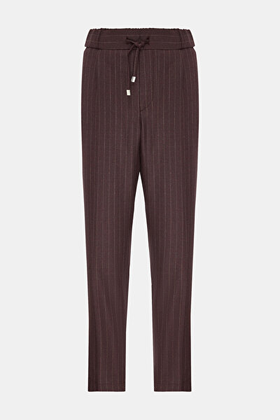 BORDO ÇİZGİLİ DESENLİ DAR PAÇA PANTOLON 4