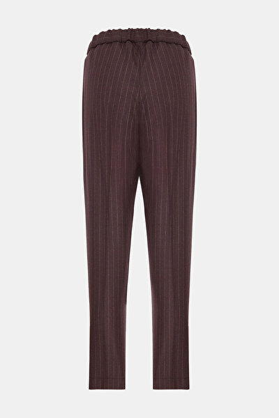 BORDO ÇİZGİLİ DESENLİ DAR PAÇA PANTOLON 5