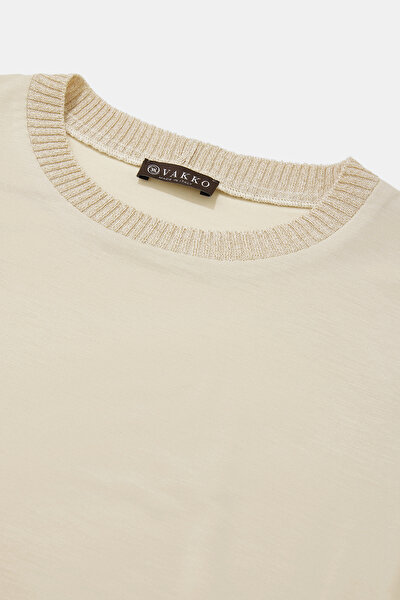 CREAM BASIC / ROUND NECKLINE LONG SLEEVE TSHIRT 3