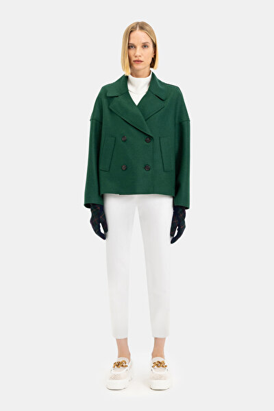 DARK GREEN SURPLICE NECKLINE (CROSS-OVER NECKLINE) JACKET 3