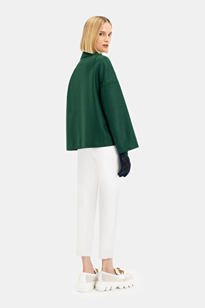 DARK GREEN SURPLICE NECKLINE (CROSS-OVER NECKLINE) JACKET 4