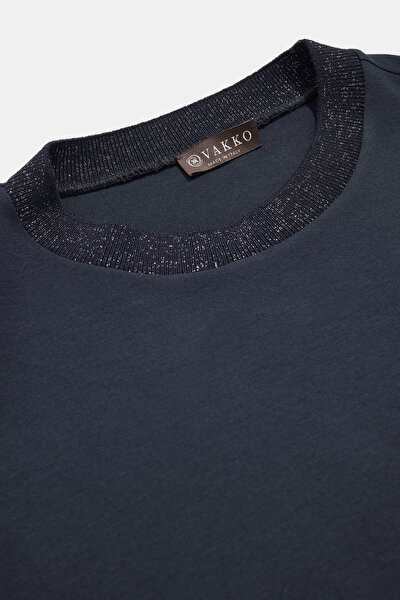 NAVY BLUE BASIC / ROUND NECKLINE SHORT SLEEVE TSHIRT 3