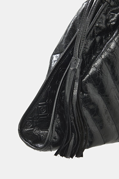BLACK MONOGRAM LEATHER BAG 5