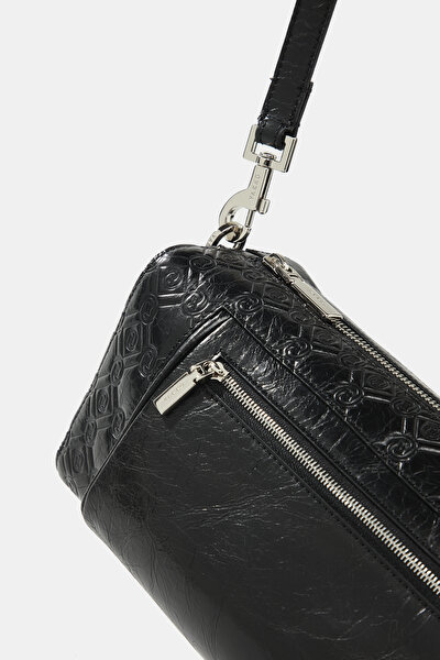 BLACK MONOGRAM LEATHER BAG 5