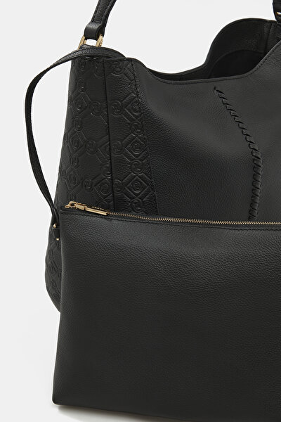 BLACK MONOGRAM LEATHER BAG 5