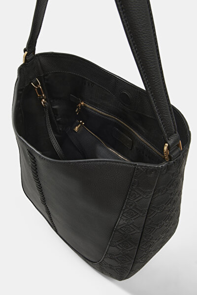 BLACK MONOGRAM LEATHER BAG 8