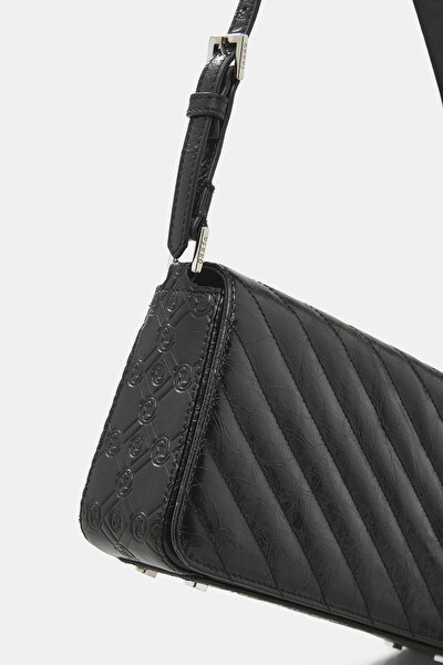 BLACK MONOGRAM LEATHER BAG 4
